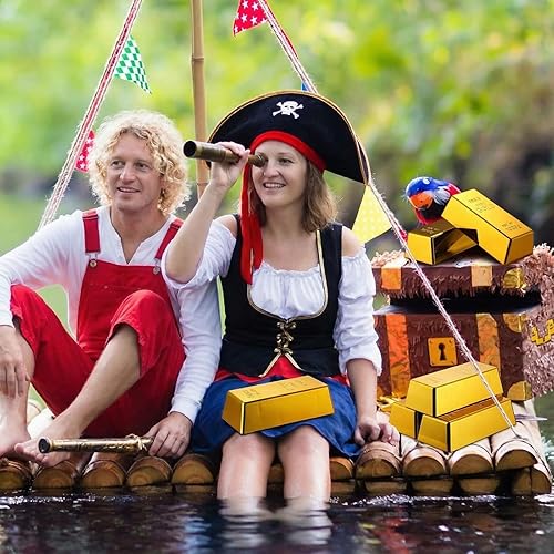 Miniatura 5 de HyDren 12 barras de oro falsas, réplicas de lingotes de oro brillantes, accesorios de película de ladrillo brillante, decoración de escenario,