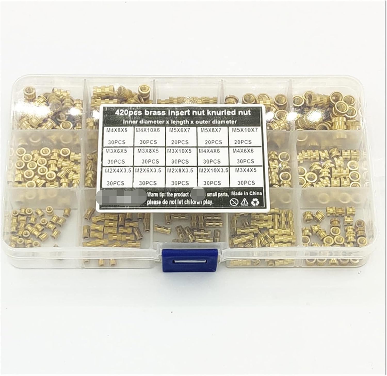 YANGQI yaoqijie 420Pcs M2 M3 M4 M5 Brass Insert Nut Metric Female Thread Brass Knurled Nut Threaded Insert Embedment Nuts Assortment Kit Lasting
