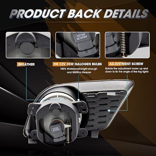 Miniatura 5 de Kit de montaje de luces antiniebla de conducción para Dodge Charger 2011-2014 Reemplazo de luz antiniebla con H8 12V 35W bombillas halógenas