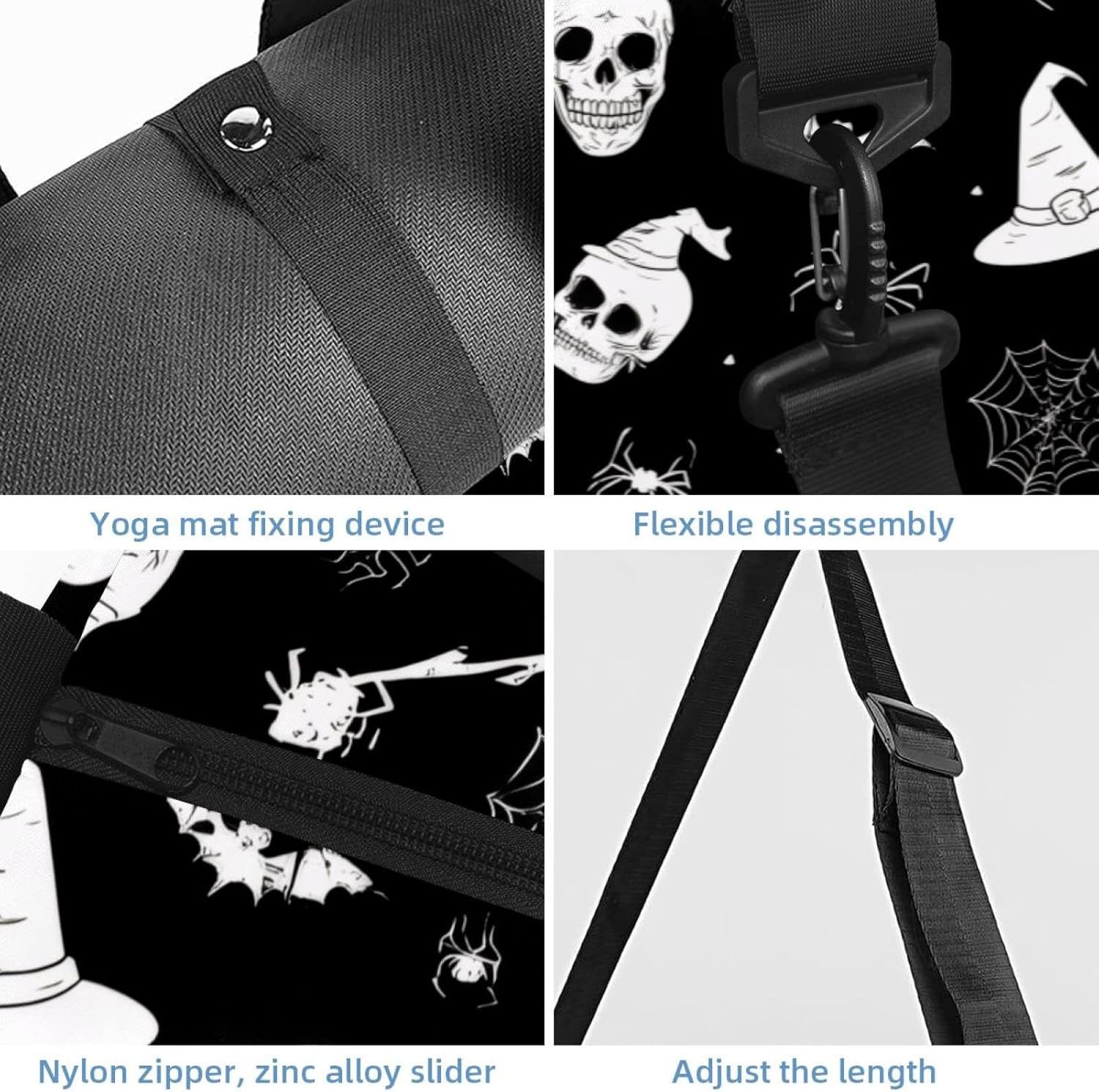 Yoga Mat Bag, Gym Workout Bag with Shoe Compartment, Witch Pumpkins Candy Pilates Bag for Women, Quick Access Storage Yoga Tote Bag for Sports Travel Office