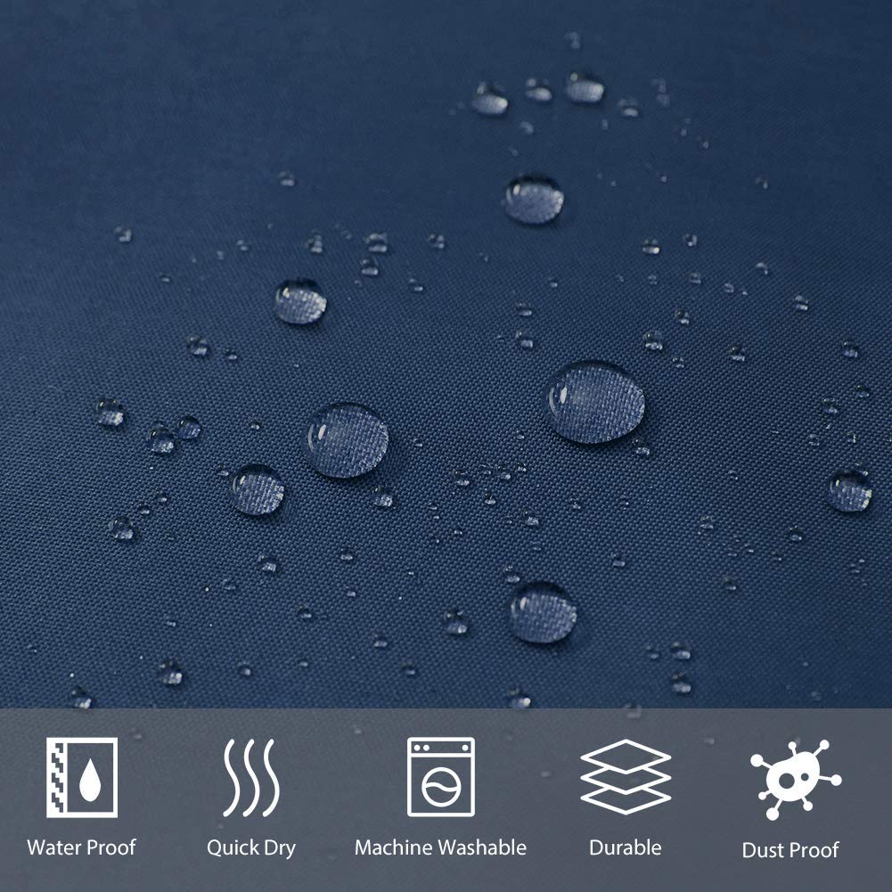 Furlinic Navy Shower Curtain Anti Mould Resistant Waterproof Bathroom Curtains Washable Polyester Fabric 90x180cm with Weight Tape for Bath Wet Room 35x72 Inch. — view 2