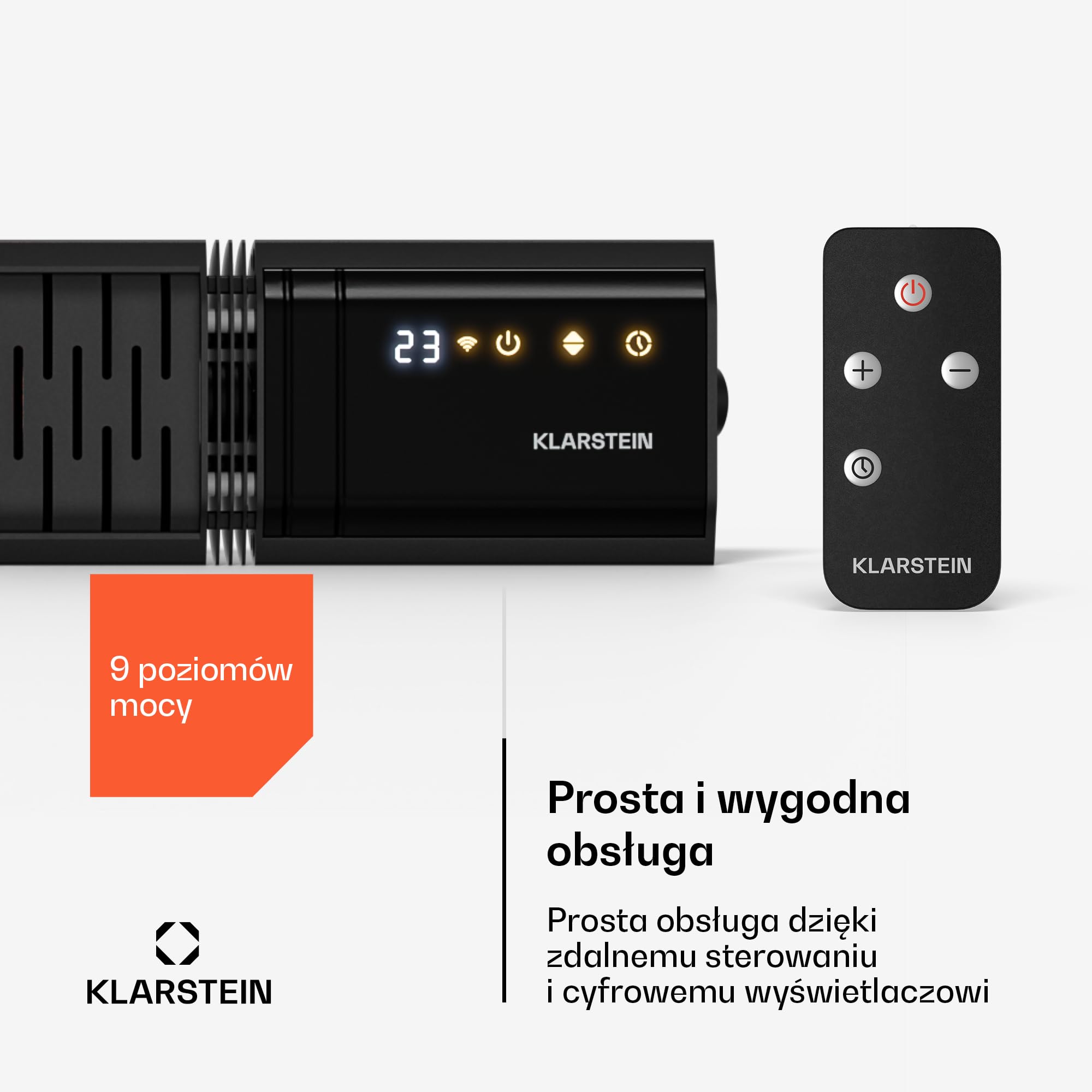 Klarstein Ogrzewanie ścienne na podczerwień 2000 W – montaż ścienny, IP65, 9 stopni, aplikacja i pilot zdalnego sterowania, timer, aluminium, ogrzewanie elektryczne na 15 m², Wi-Fi, ciche, elektryczne