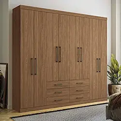 Guarda Roupa Casal 8 Portas 6 Gavetas Master Santos Andirá Jatoba
