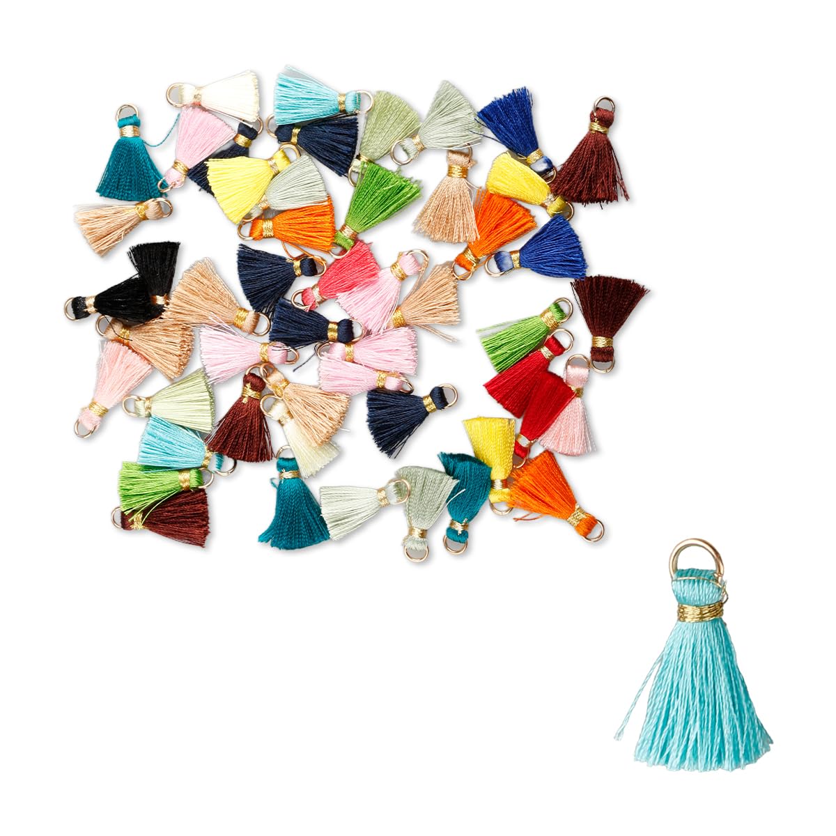 Lotsdonxia 50 Pcs Mini Boho Tassels, 2cm, Random Multi-Color - Handmade Rayon Craft Charms for Jewelry Making, Keychains & Decorations
