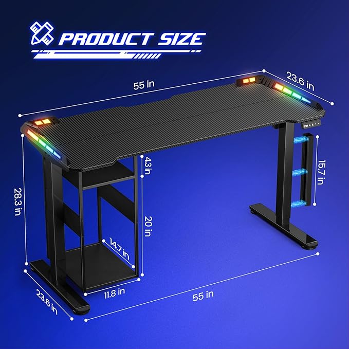 Escritorio Ajustable Electrico Standing Desk 144x60 cm Negro miniatura 3