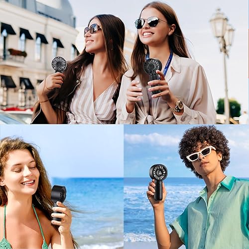 Miniatura 7 de Mini ventilador de mano portátil, 5 velocidades, recargable por USB-C, flujo de aire de pétalos 3D patentado, bajo ruido, tiempo de funcionamiento