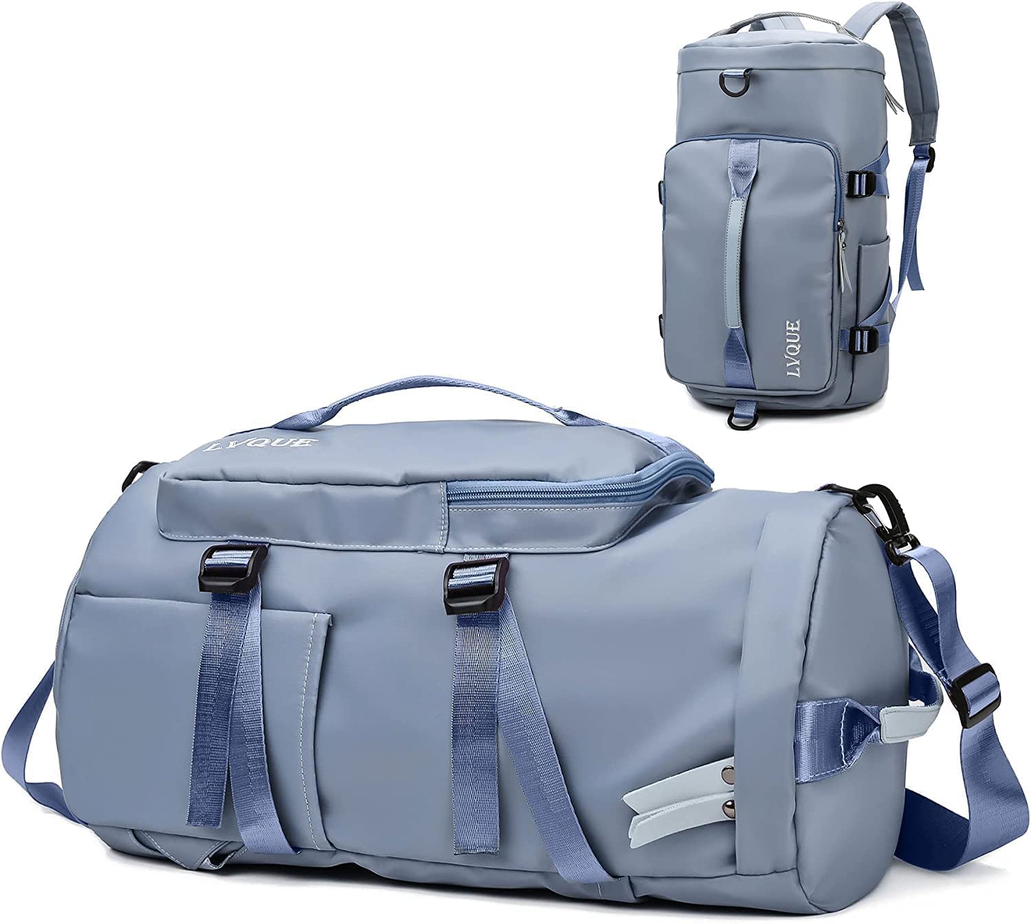 3 in 1 Multiple Compartment Duffel Bag with Unisex Travel Backpack with Shoe Compartment Shoulder Bag for Carry Gym Accessories, Fitness Bag, Sports Kit (Blue)-image-28