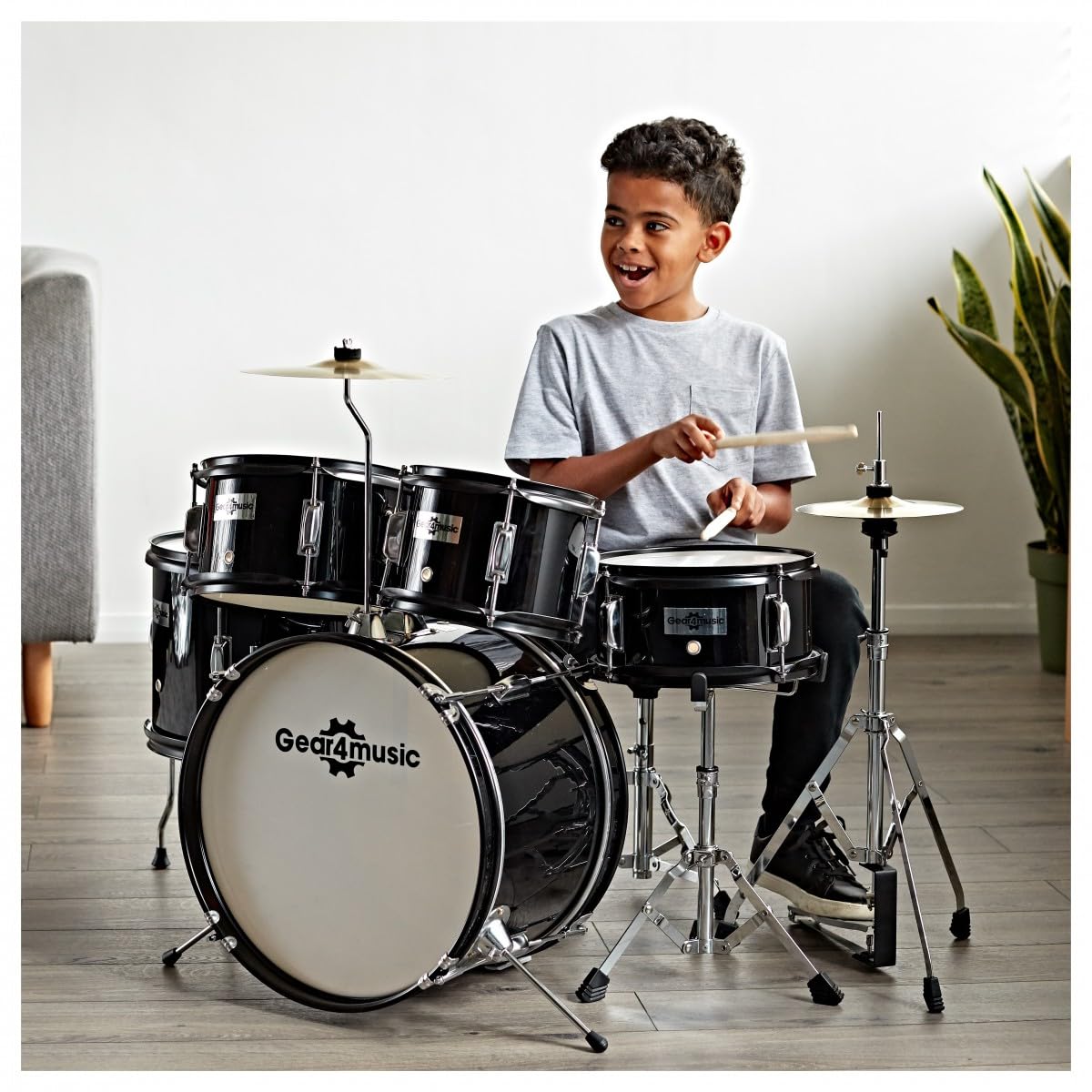 Batería Júnior de 5 Piezas de Gear4music Negra