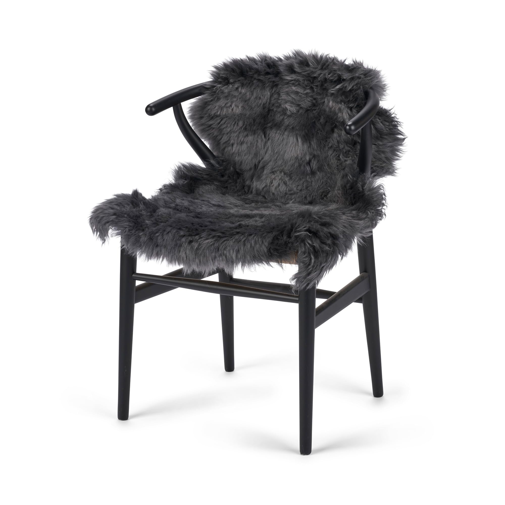 Nordic Sheep Sheepskin Long Hair 90x60 cm | Bedside rugs for bedrooms, sofa, chair or the dining table | Each Sheepskin rug is unique and created by nature | Small Fluffy Rug in color Dark Grey โ image 1