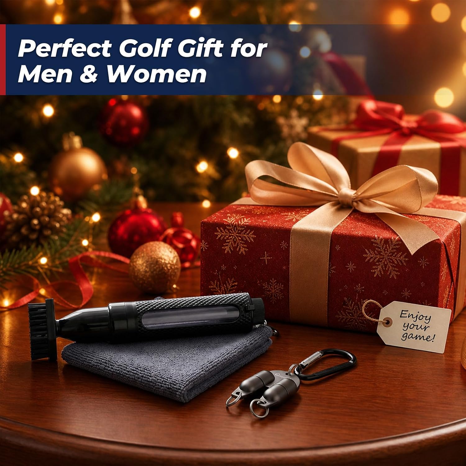 Golf Club Brush Cleaning Set with Magnetic Clip, Golf Brush & Cleaning Towel Kit with Twin Magnetic Quick Release Keychain, Club Cleaner Golf Accessories for Men, Best Golf Gift