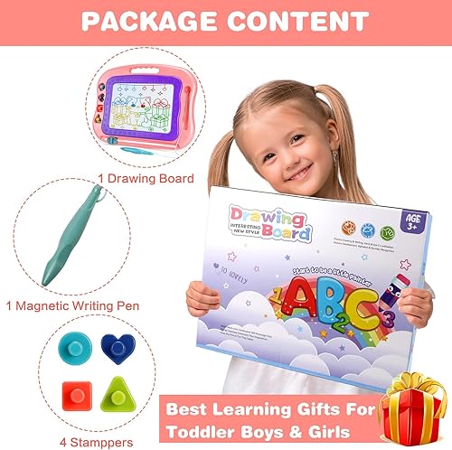 Miniatura 5 de Tablero magnético de dibujo, juguetes para niñas y niños de 3 años, tablero magnético de garabatos para niños, almohadilla de dibujo con imán
