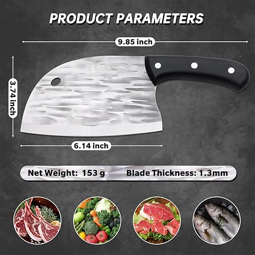 Miniatura 4 de Wanbasion Cuchillo de carnicero japonés para cortar carne, cuchillo de chef de cocina, cuchillo de chef profesional de acero inoxidable de alto