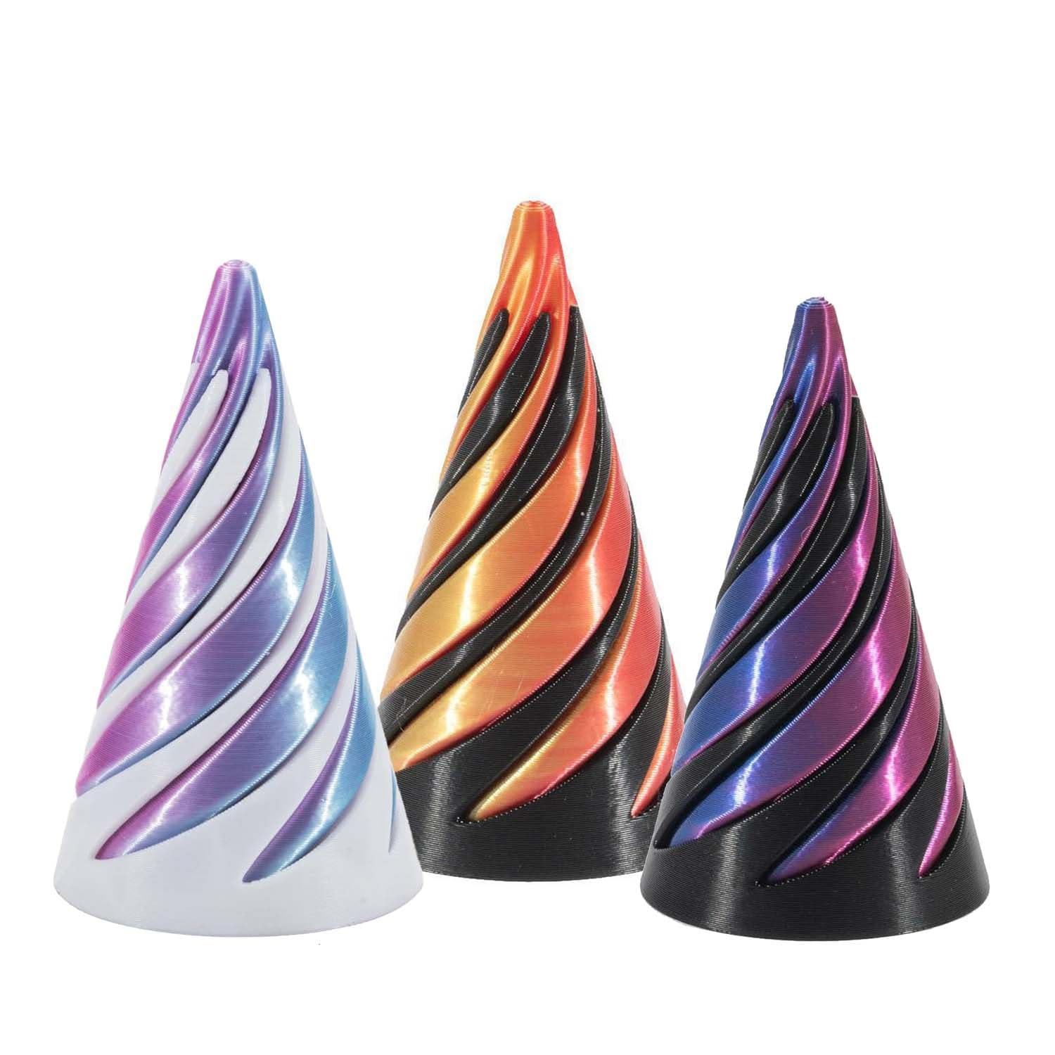 3 Pcs Spiral Cone Fidget Toys,6.4cm 3d Printed Impossible Pyramid Spiral Design,3d Printed Fidget Toys,for Office School Home Anxiety Relief Tool(Black Purple, Black Red, White Purple)