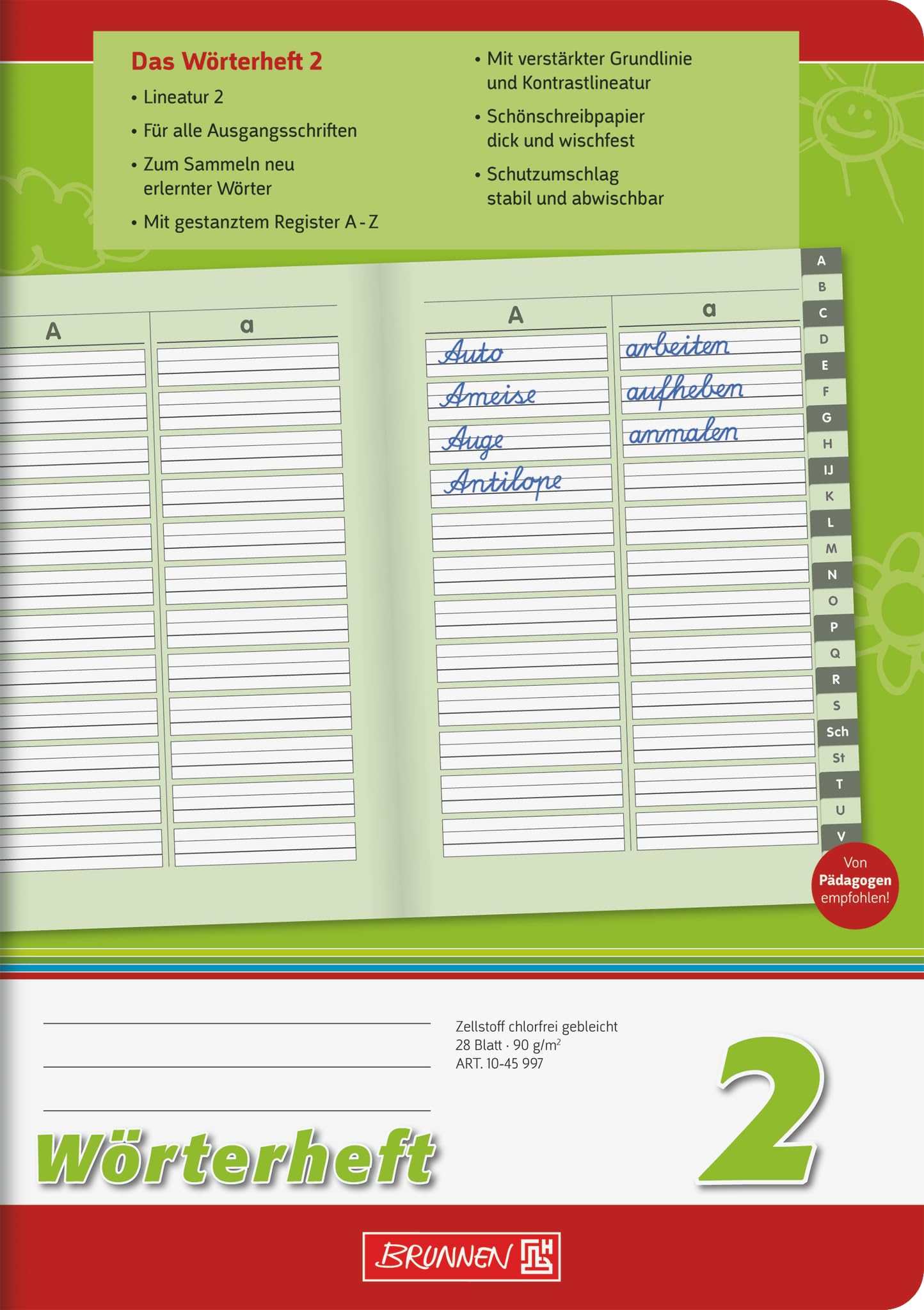 Brunnen 1045997 Notebook 2 (A5, 28 Sheets, ruling 2, with Index), Stationery