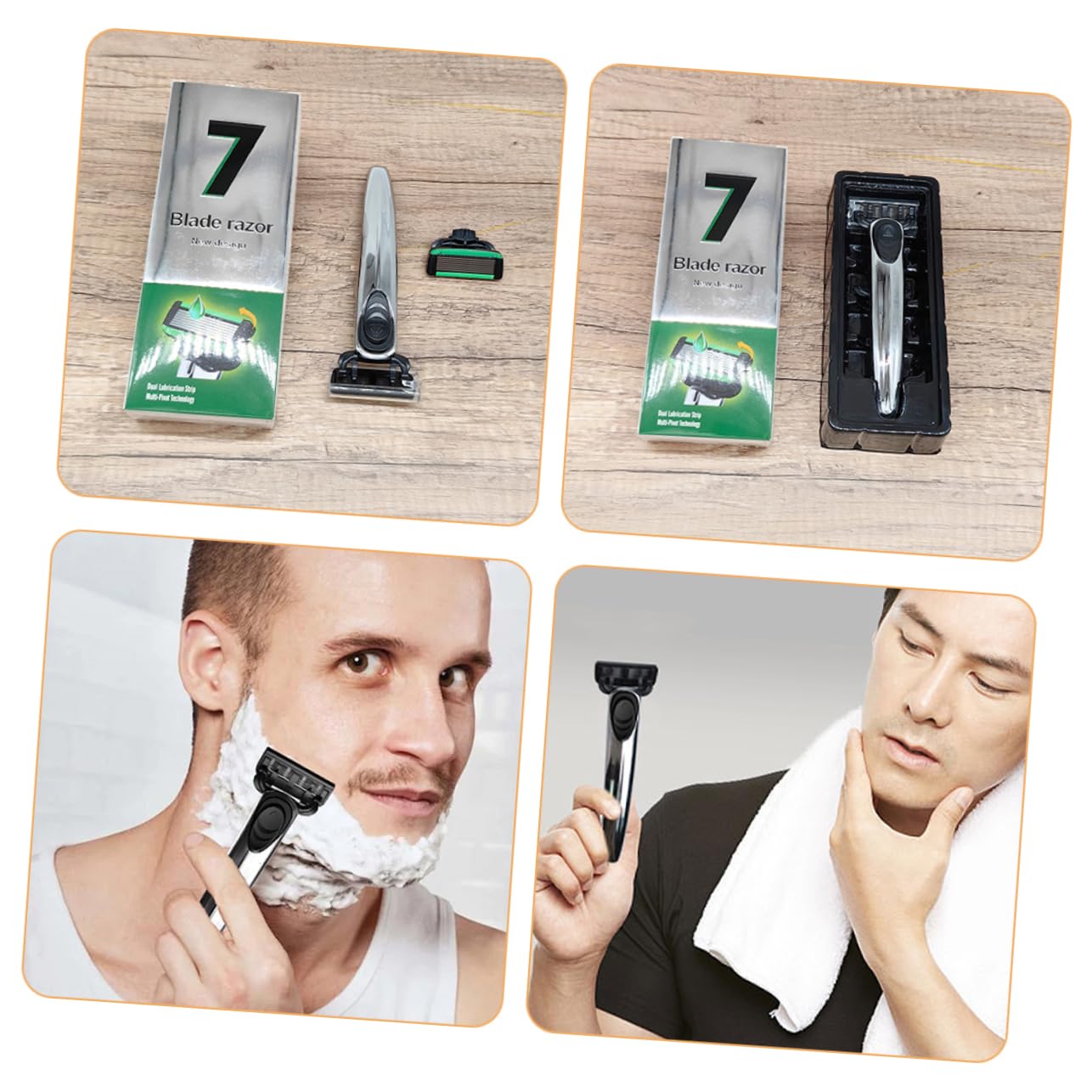 FRCOLOR 5 Sätze Rasierer Rasierständer Männer Einzel Rasiermesser Mit Sicherheitskante Rand Doppelt Empfindlich Verstellbare Rasierhobel Für Herren Rasierhobel Mit Ständer Klingen Gummi
