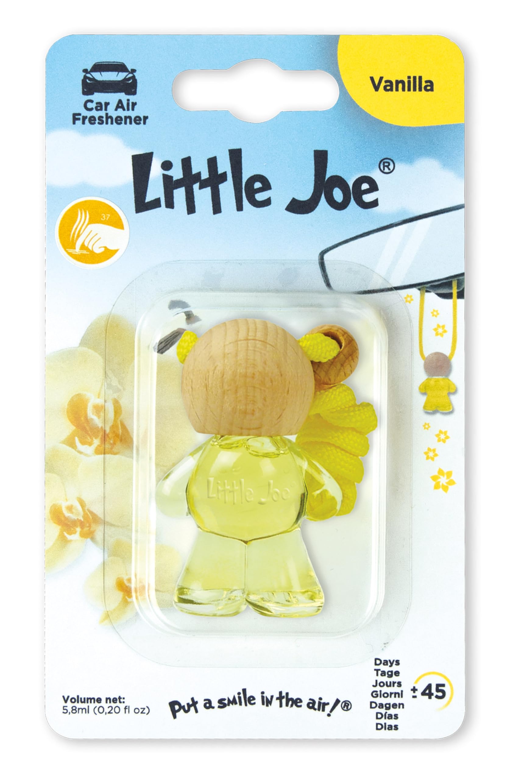 Little Joe Bottle Auto-Lufterfrischer Vanille 5,8 ml. Warmer und süßer Duft mit Noten von Karamell und Gewürzen, Haltbarkeit bis zu 45 Tage, entspannender und beruhigender Aromadiffusor für Fahrzeuge