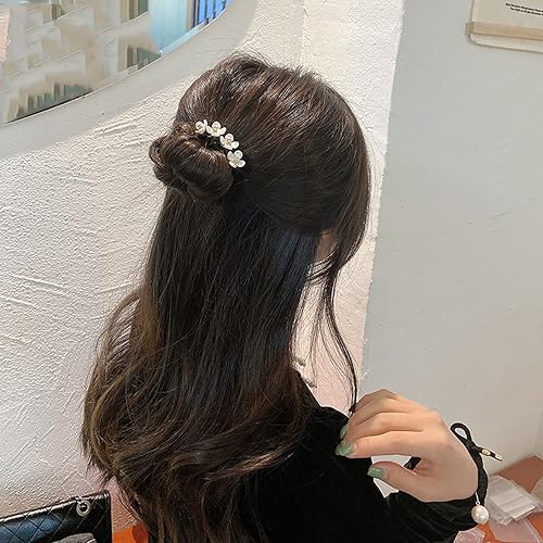 Miniatura 5 de JDXN 6 piezas para hacer moños de cabello con flores brillantes, diseño de donas mágicas, para peinados franceses, accesorios para el cabello de