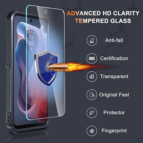Miniatura 4 de Funda protectora 2 en 1 para Motorola Moto G Play 2023, Moto G Pure, Moto G Power 2022 con protector de pantalla de vidrio templado, 2 en 1, de