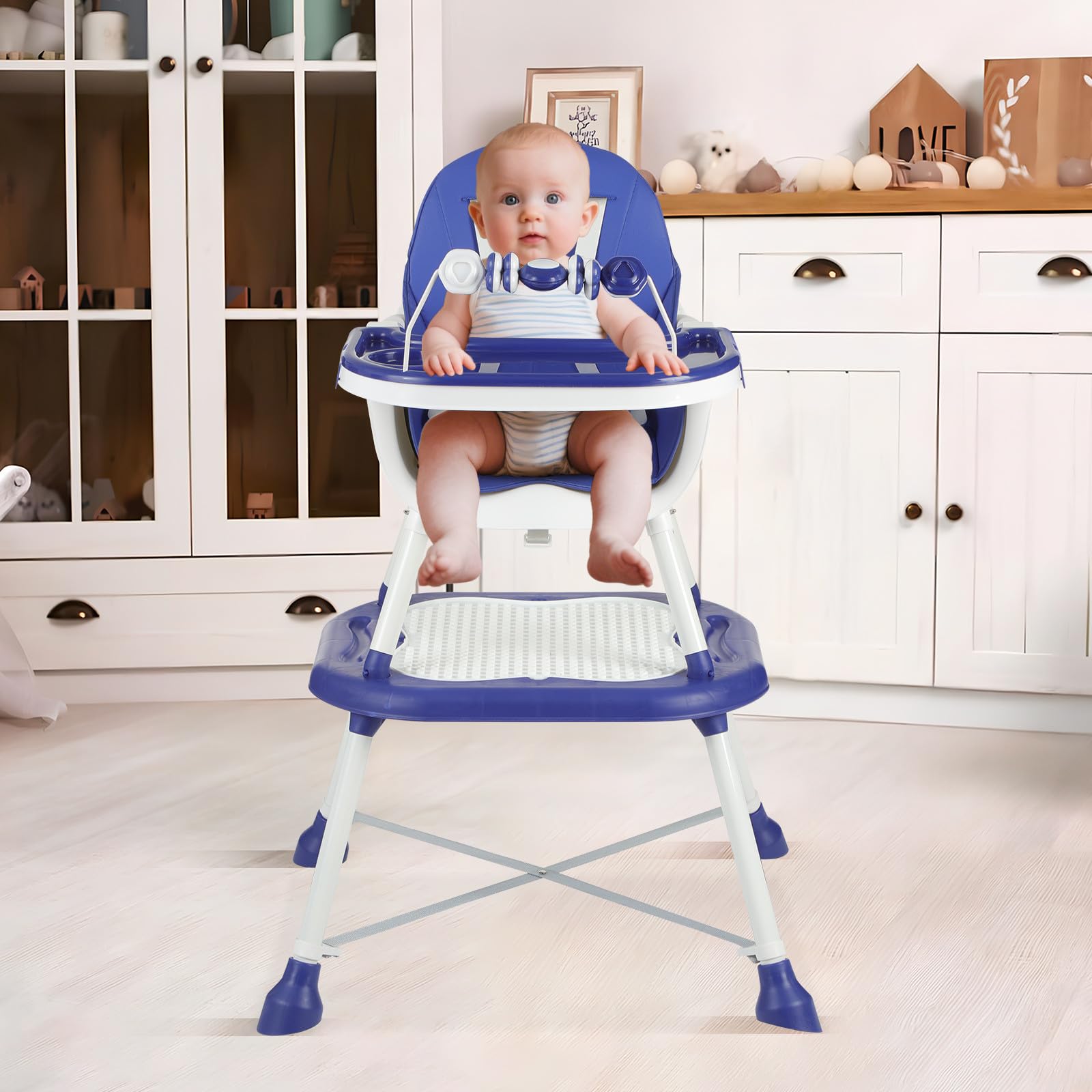 Toddmomy Krzesełko Do Karmienia Dla Niemowląt | 6 W 1, Ergonomiczne Krzesełko Do Karmienia, Podwyższenie, Stolik Do Gier | Rozkładany Fotelik Dla Malucha Z Pasami Bezpieczeństwa Do Jedzenia I Zabawy,