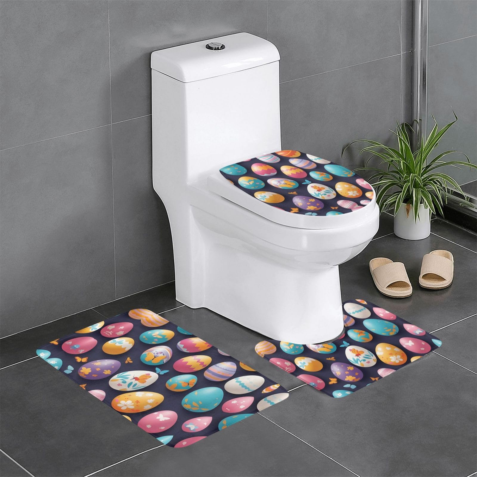 Tapis de salle de bain motif œufs de Pâques pour décorer la coiffeuse et les WC