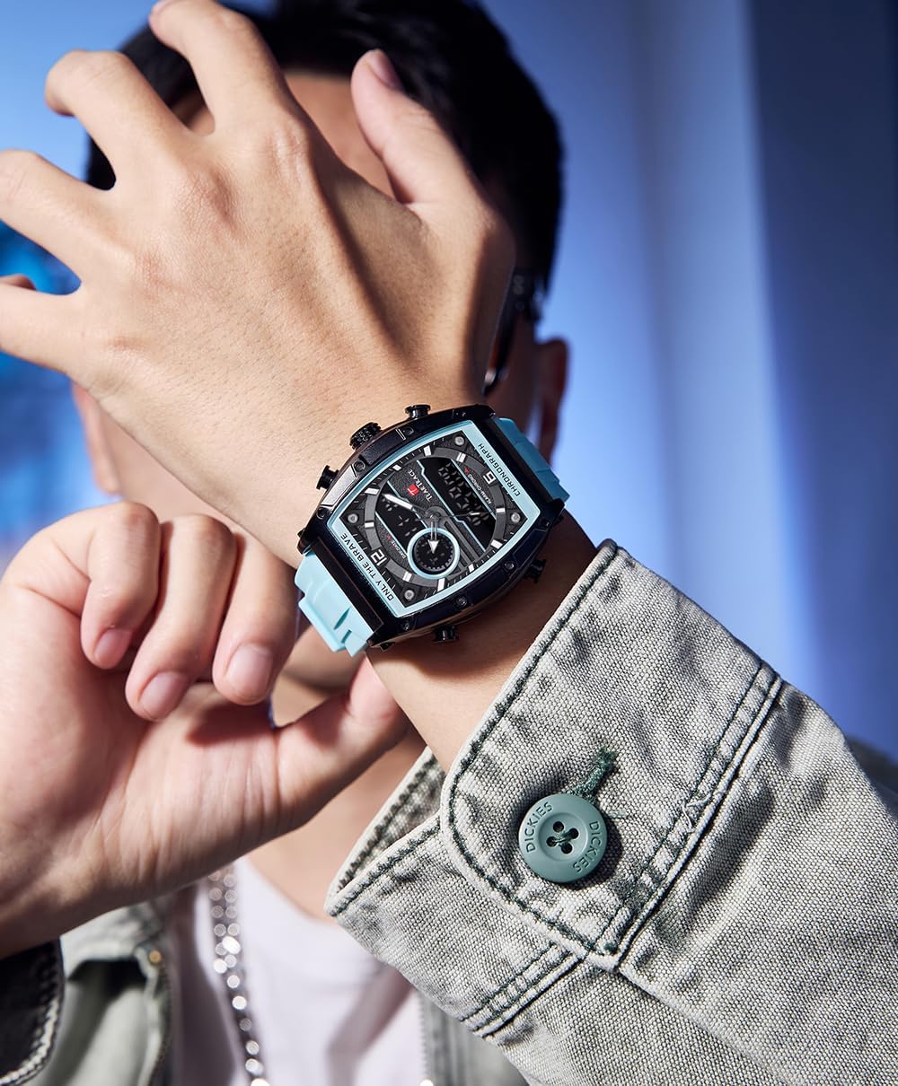 Mens Analog Digital Watch Waterproof, Watches for Men Chronograph with Alarm, Stopwatch Luminous Display, Silicone Strap for Dress Sport - Image 2