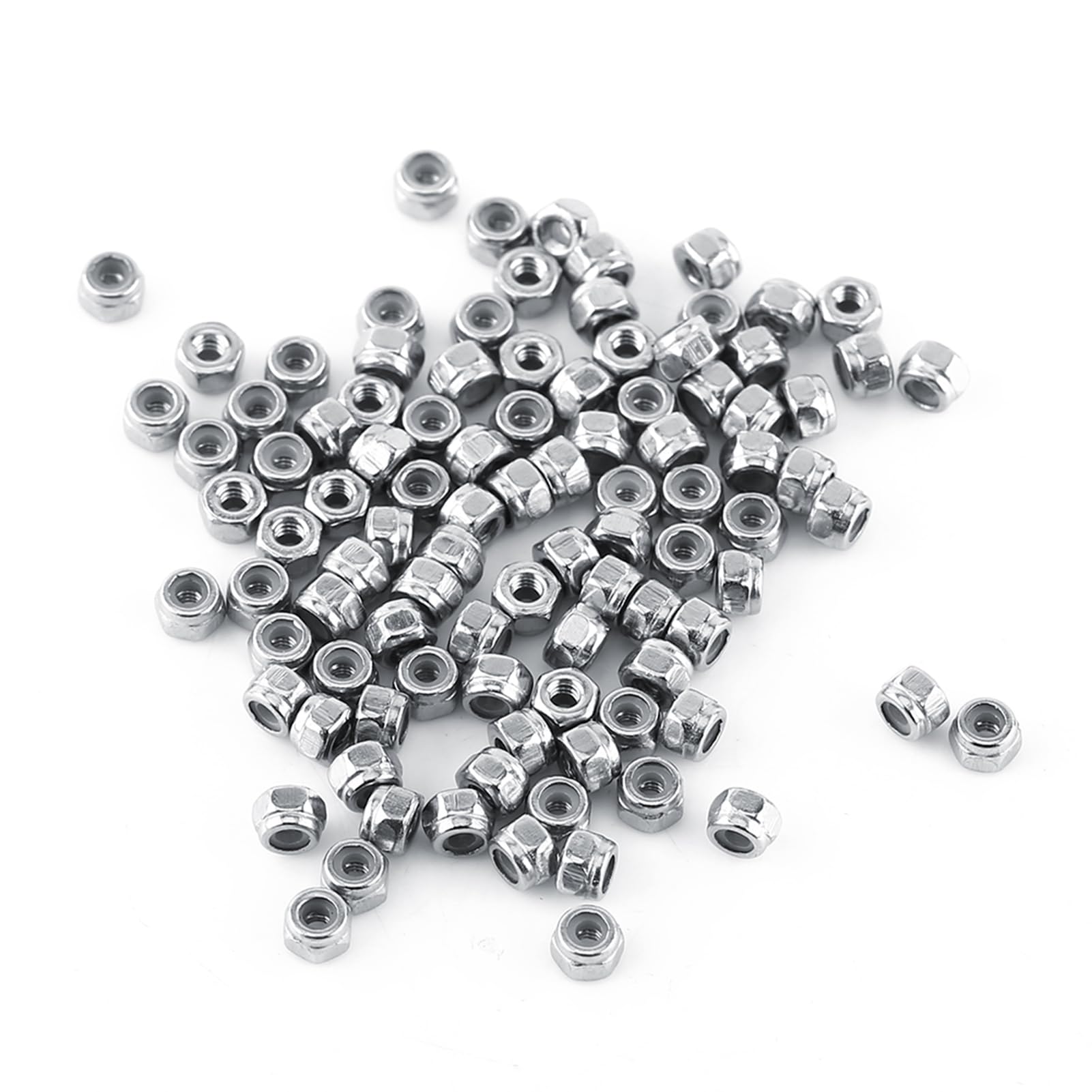 Dadi di Bloccaggio Esagonali con Inserto in Nylon, Acciaio Inossidabile SS304, M2, 100 Pezzi, Autobloccanti