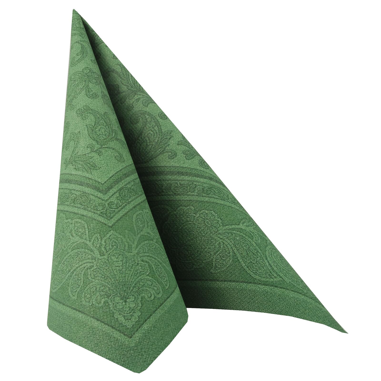 Papstar 1 cartone = 8 x 20 tovaglioli "ROYAL Collection", piegatura 1/4, 40 cm x 40 cm, verde scuro "Ornaments" 17050