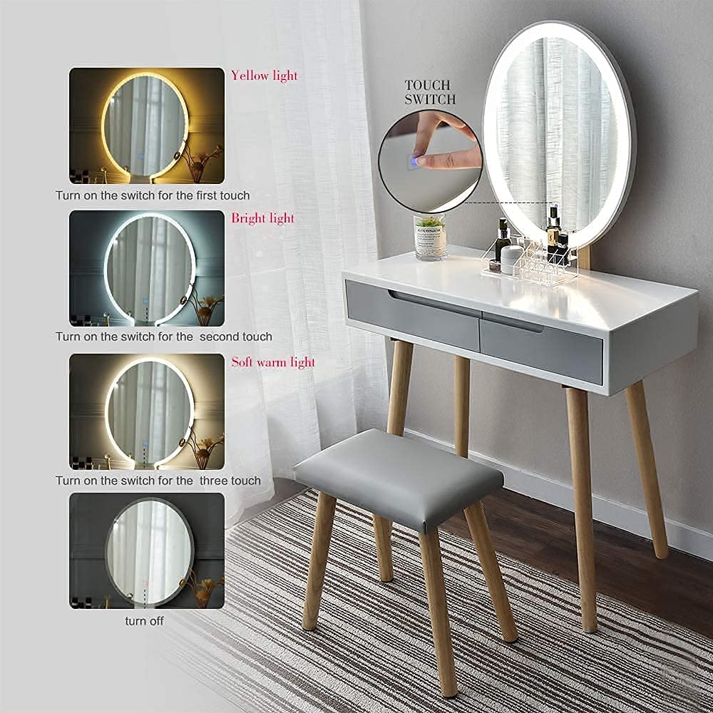 Buy YOURLITE Dressing Table with LED Lights Mirror White Vanity