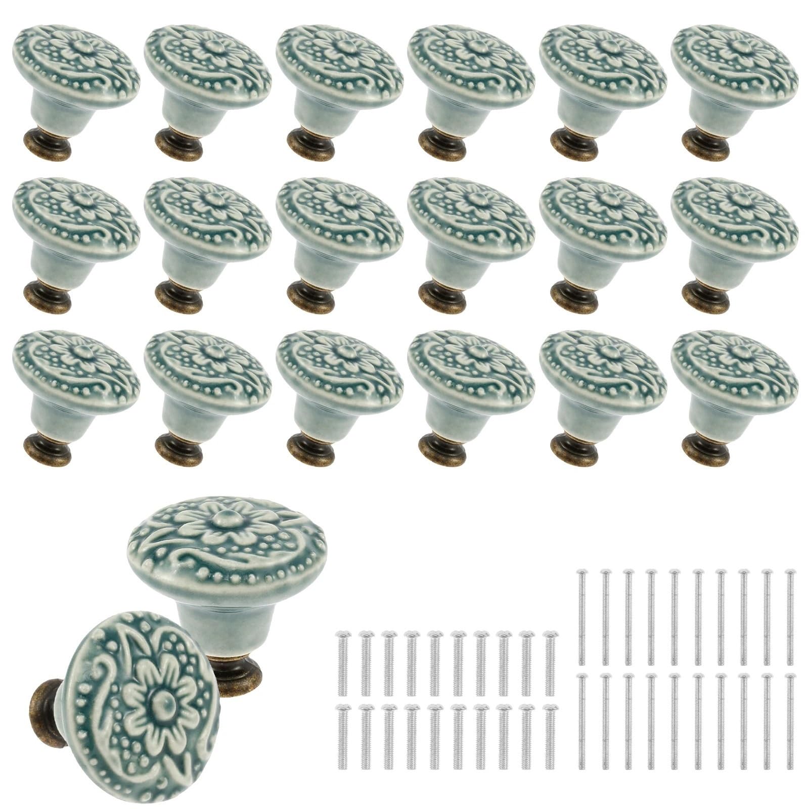 Retro Ceramic Drawer Knobs 10-50 Pcs with Screws for Cabinet Cupboard