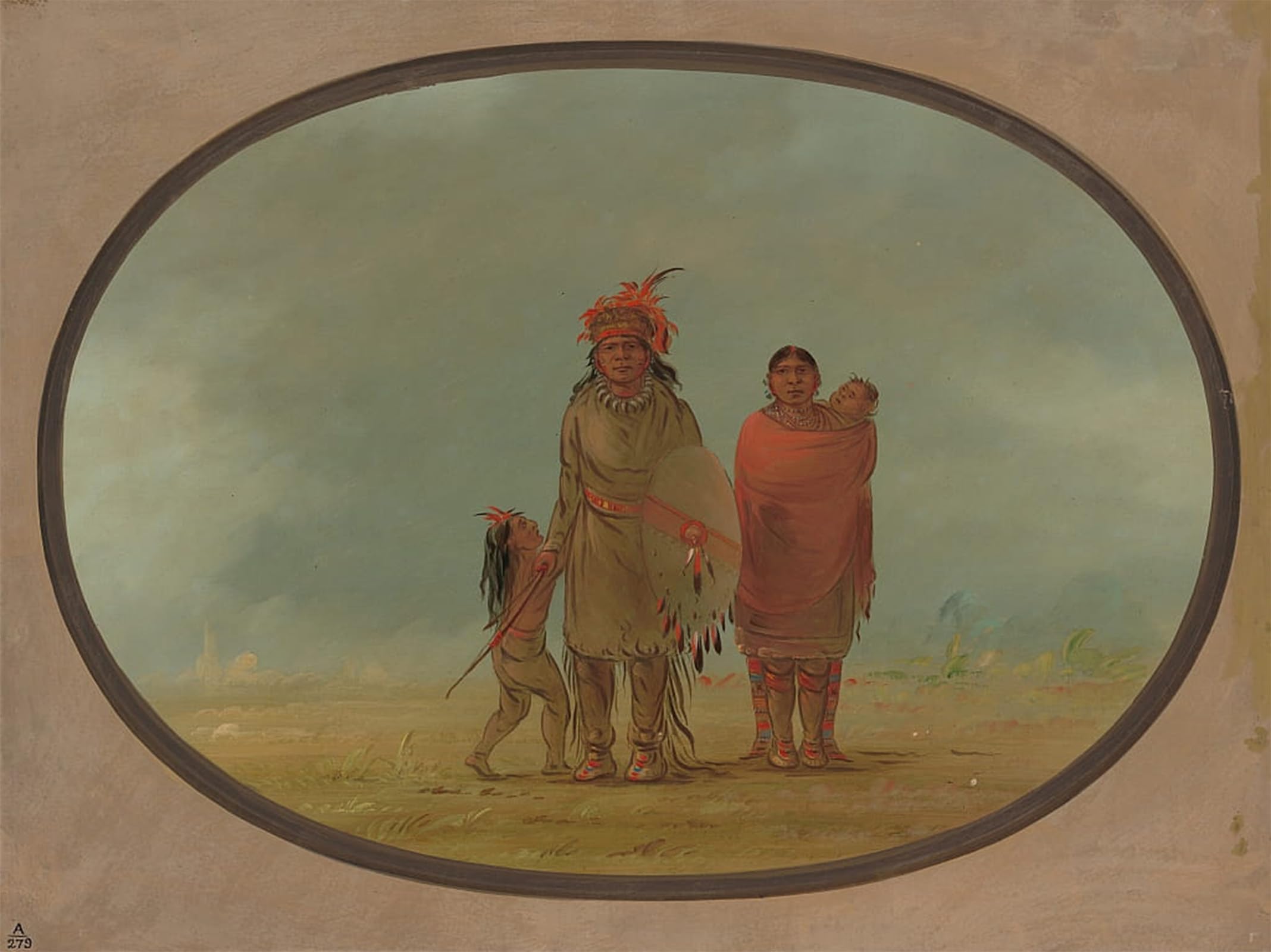 POSTERIIk Famous Animal Posters Vintage Picture Copper Chief His Wife and Children by George Catlin Modern Wall Decor for Home Decor 60x90cm