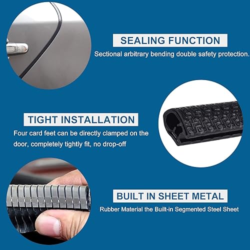 Miniatura 3 de Protector de puerta de automóvil, protectores de borde de 65 pies en forma de U para borde de automóvil, sello de goma para la mayoría de los