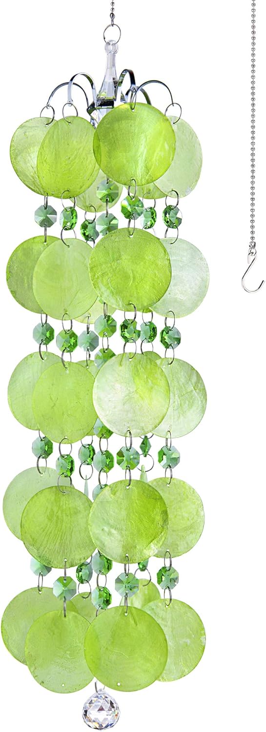 Capiz Shell Wind Chime Home Decoration,Hanging Glass Suncatcher for Garden Yard,Handemade Gift for Housewarming