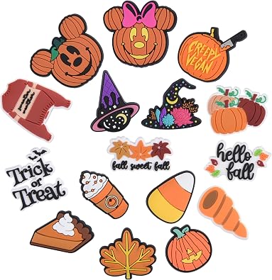 16PCS Horror Halloween Shoe Charms for Clogs Decoration Party Gift | non-repeat horror Halloween themed PVC shoe charms with 3D design, perfect spooky party favor gift for clogs decoration