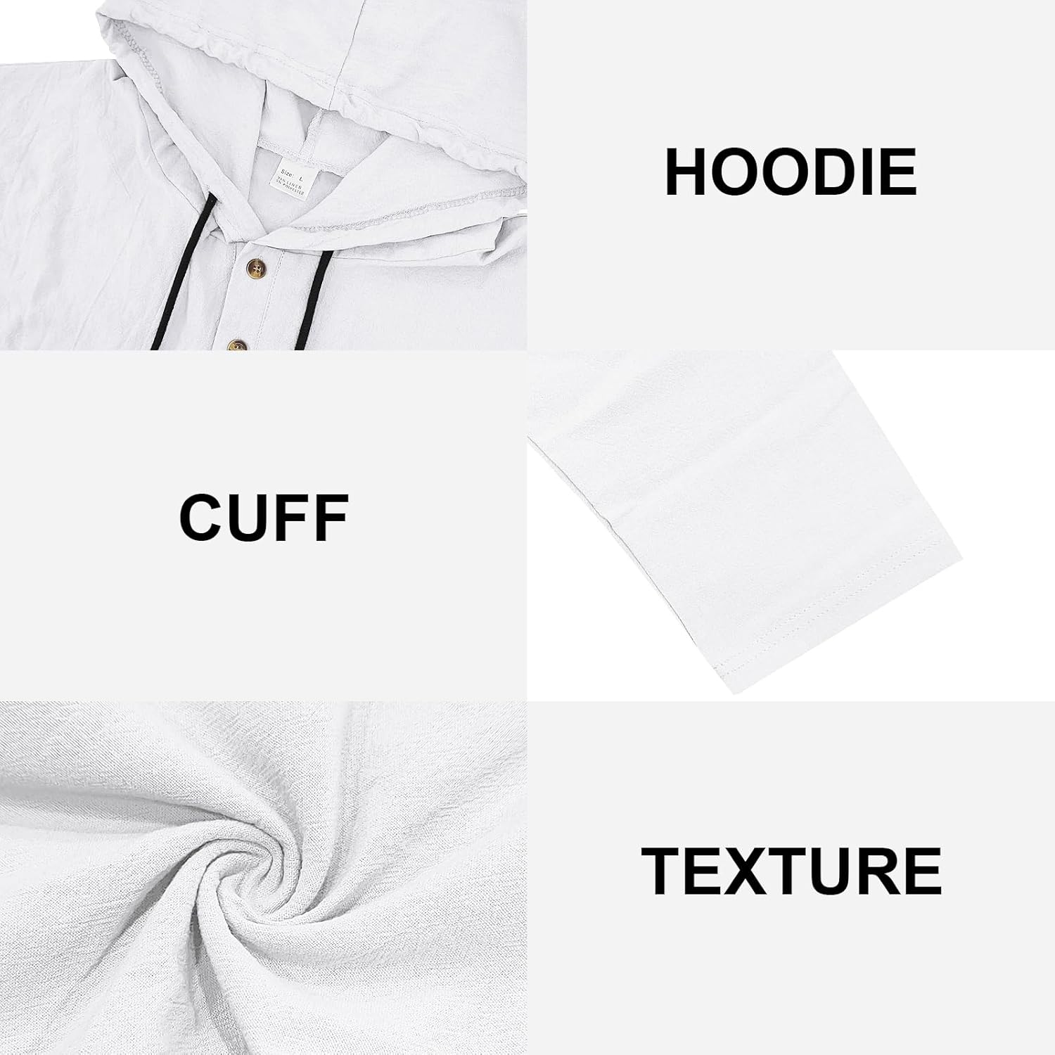 Mens Cotton Linen Hoodies Long Sleeve Button Down Shirts Casual Hawaiian Beach Yoga Sweatshirts - Image 6