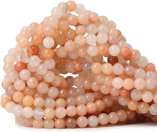 60 cuentas sueltas redondas de aventurina rosa natural de 0.236 pulgadas para hacer joyas, pulseras, collares, materiales en 1 cuerda de 15 pulgadas