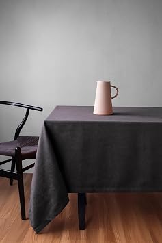 Gauze Fabric Design Velvet Textured Tablecloth Anthracite, 140x220