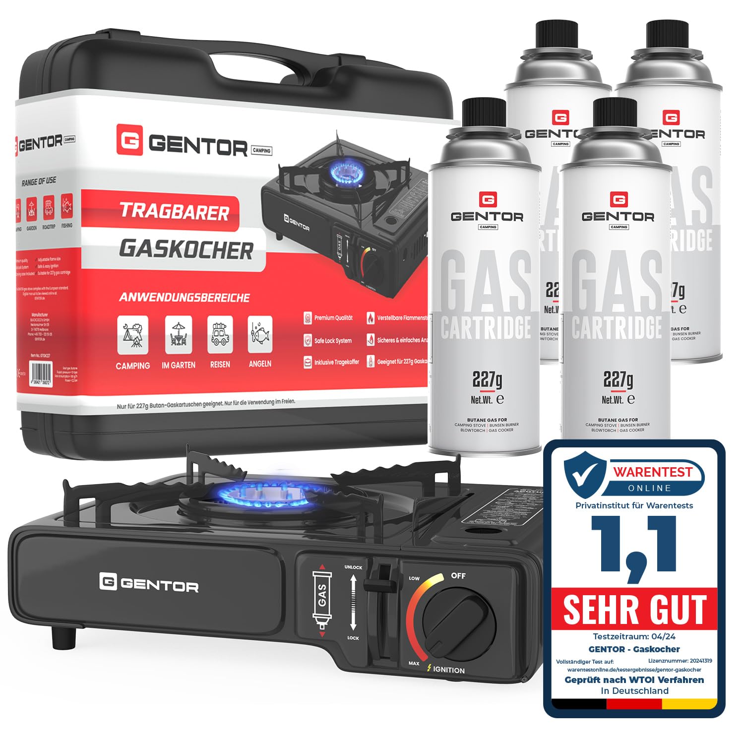 GENTOR Gaskocher mit Koffer