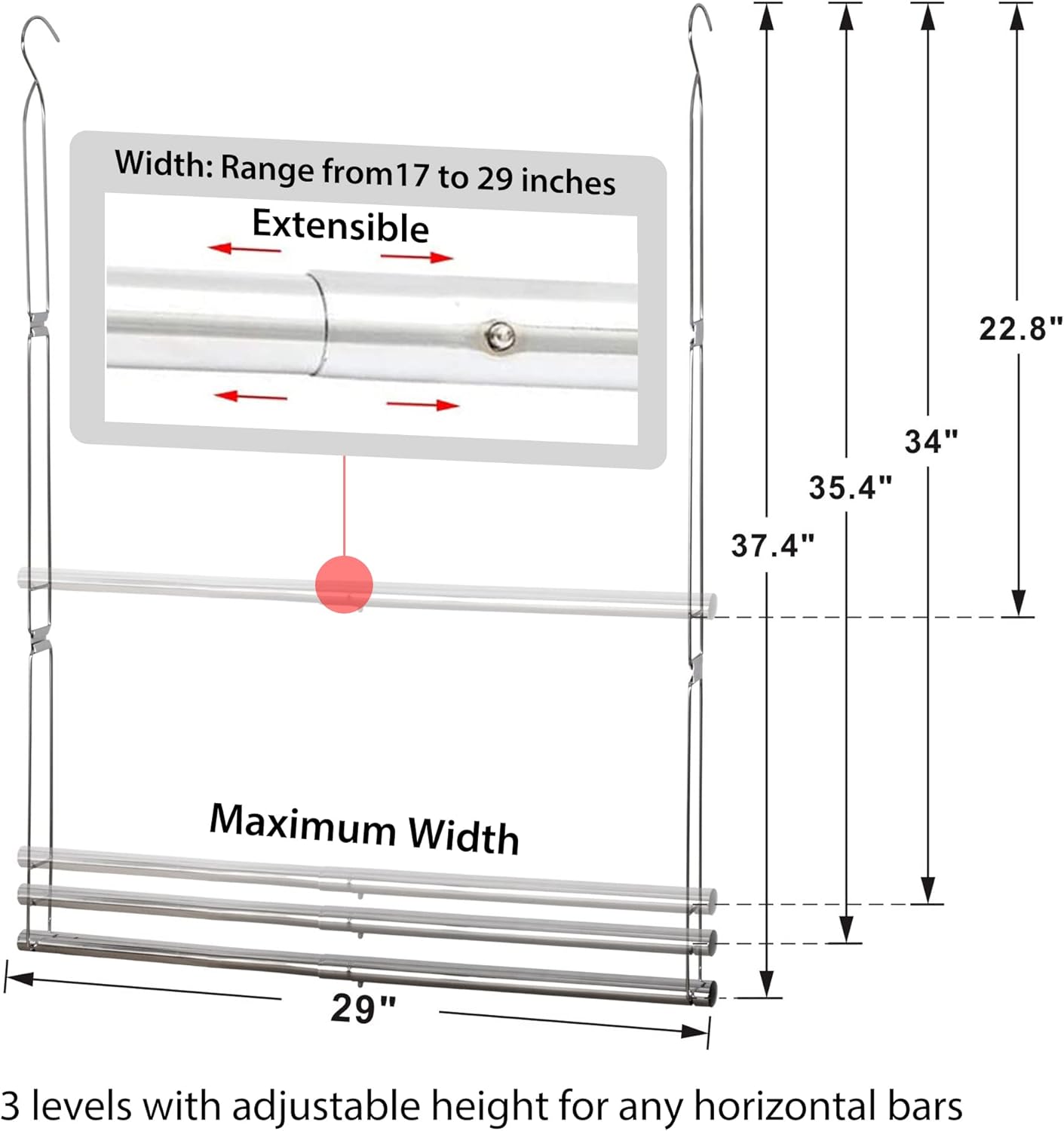 STORAGE MANIAC 3 Section Laundry Sorter + 1-Pack Hanging Closet Rod Chrome
