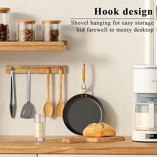 Miniatura 7 de Juego de espátula y pinzas de cocina, girador ranurado de silicona, pinza de cocina, mango resistente al calor antideslizante, con puntas