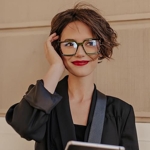 Miniatura 2 de FEISEDY Gafas de bloqueo de luz azul para mujeres y hombres, TR Retro Square Anti fatiga ocular Gafas Rectángulo Chic Look Marco B0037