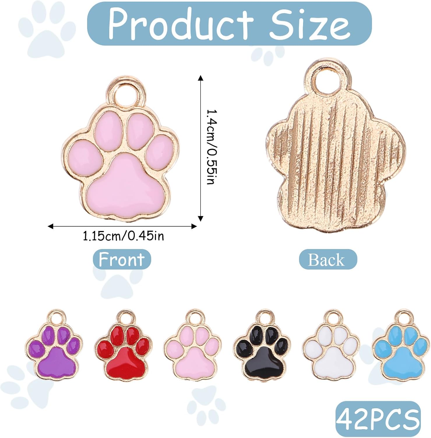 InnoHHustle 42pcs Dog Paw Footprint Charms for Jewelry Making Paw Print Animal Charm Alloy Gold Enamel Charms Paws Print Beads for DIY Bracelets and Keychain Charm Necklaces