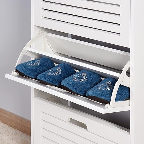 Miniatura 8 de Armario de almacenamiento de zapatos con 3 puertas abatibles, armario de zapatos de entrada moderno LERFAN para sala de estar, 20.94 x 9.45 x 43.11