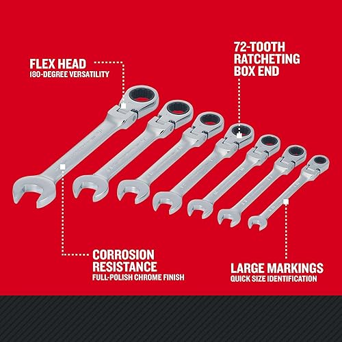 Miniatura 6 de CRAFTSMAN Juego de trinquete SAE Flex reversible de 72 dientes, acabado cromado (CMMT87010)