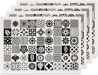 SUPERDANT 4 Vintage Muster Unterglasur Transferpapiere für Keramik Abstrakte Blumen und Blätter Töpferkeramik Ton Transferpapier Schwarze Keramik Abziehbilder Transfer Aufkleber DIY Handwerksbedarf