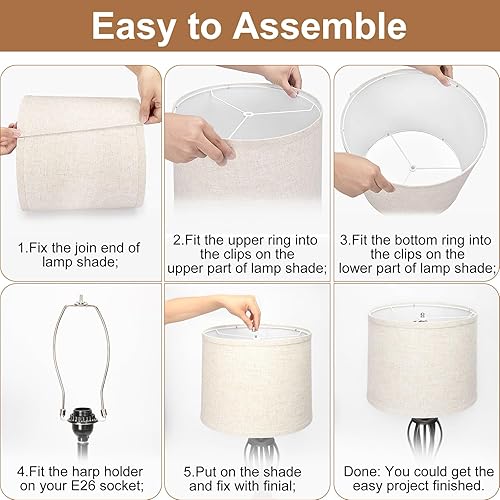 Miniatura 24 de Juego de 2 pantallas de lámpara azules para lámparas de mesa, lámparas de pie, 11.6 pulgadas superior x 12.6 pulgadas inferior x 9.8 pulgadas