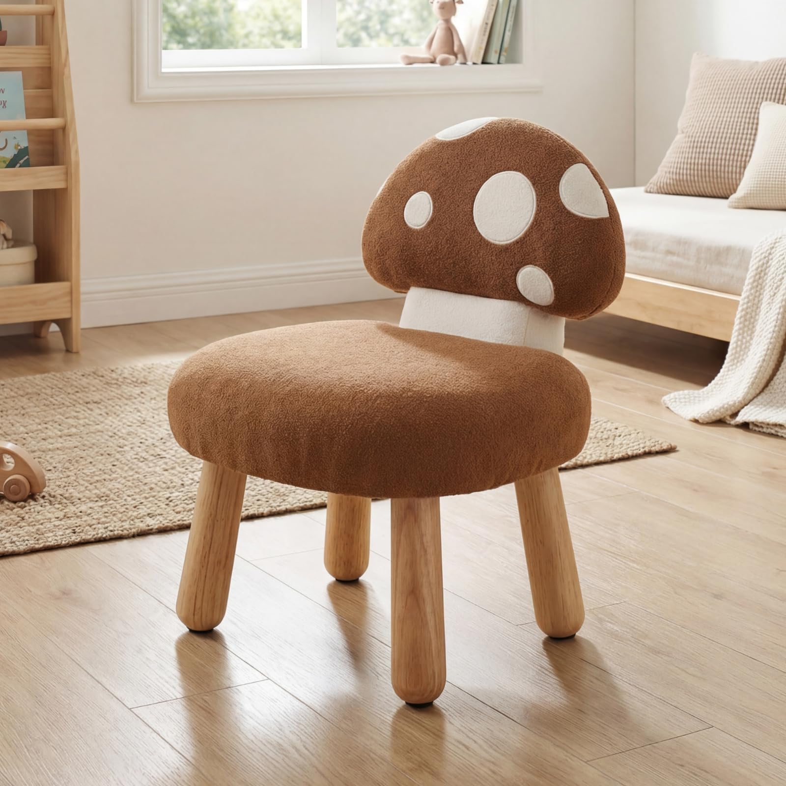 Ya-Home Chaise d'enfant, Petit Fauteuil Enfant Design Champignon, Marron