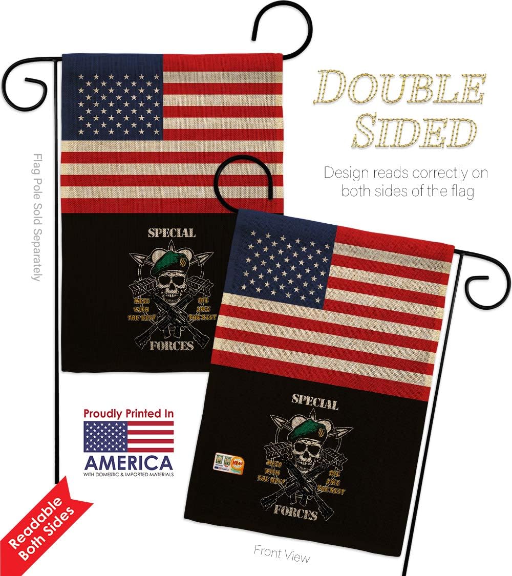 Service US Special Forces Burlap Garden Flag Armed All Branches Support Honor United State American Military Veteran Official Small Gift Yard House Banner Double-Sided Made In USA 13 X 18.5