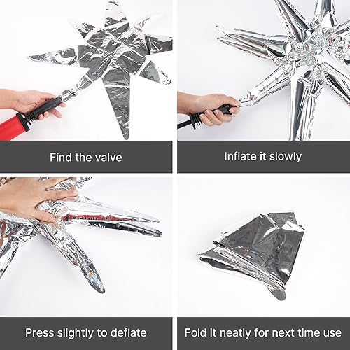 Miniatura 6 de PartyWoo Globos metálicos de estrella plateada, 110 piezas de diferentes tamaños de 18, 12, 10, 5 pulgadas, paquete de 22 pulgadas, juego de arco de