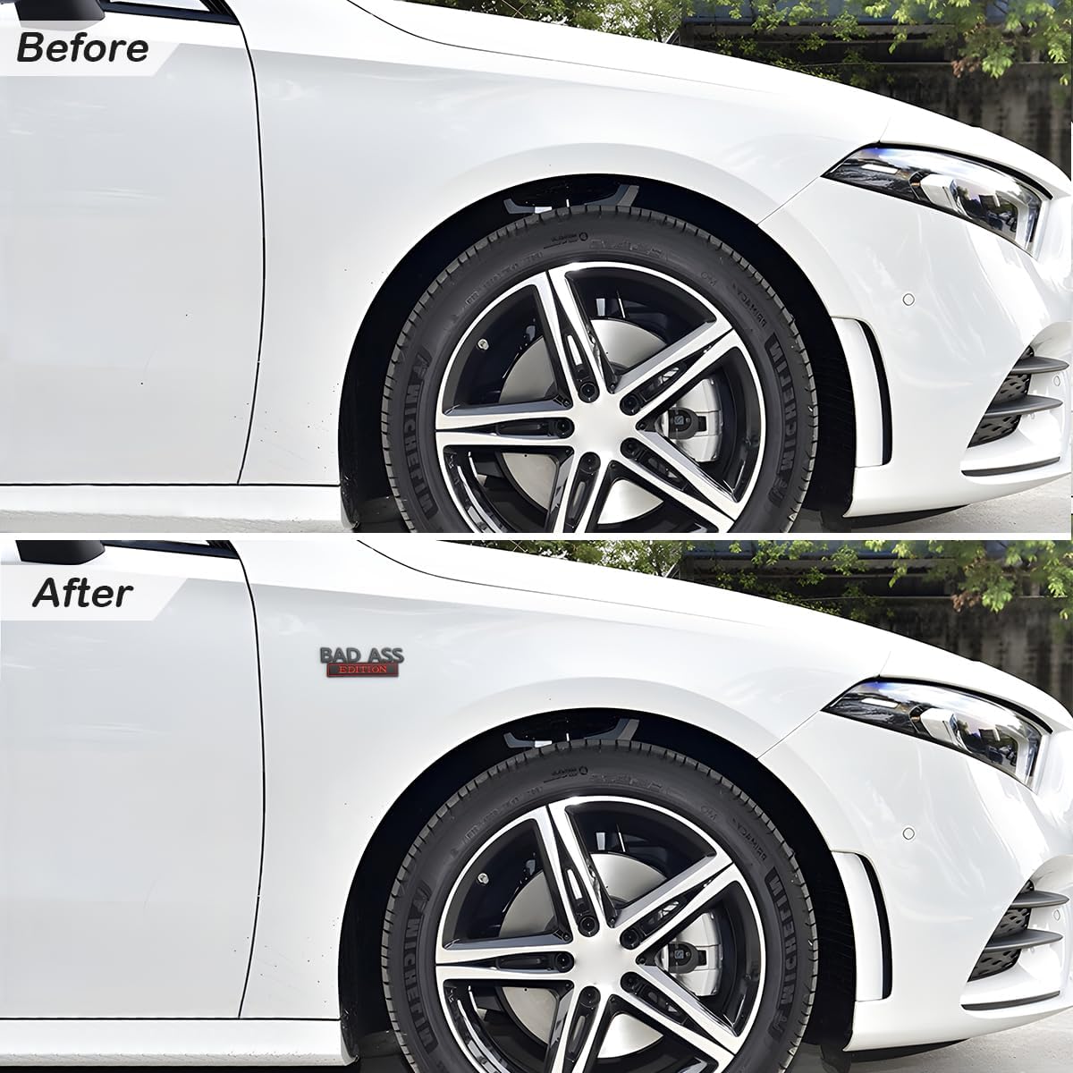 Bad Ass Edition Emblem for Car, Auto Fender Bumper Hood Trunk Door 3D Badge Sticker Decal, Automotive Exterior Decoration Replacement Accessories, Compatible with Motorcycle SUV (Black/Red)