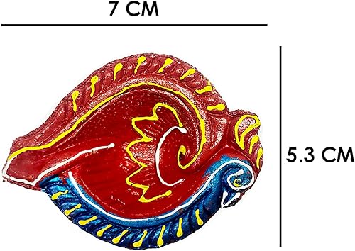 Vista 3 de 12 Pc Set of Diwali Gift/Decorations Clay Diya.Handmade Natural Earthen Oil Lamp/Welcome Traditional Diyas with Cotton Wicks Batti. Deepawali Diya